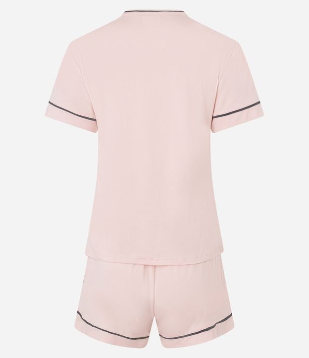 Pijama Short Doll em Viscolycra com Viés Contrastante Rosa 6