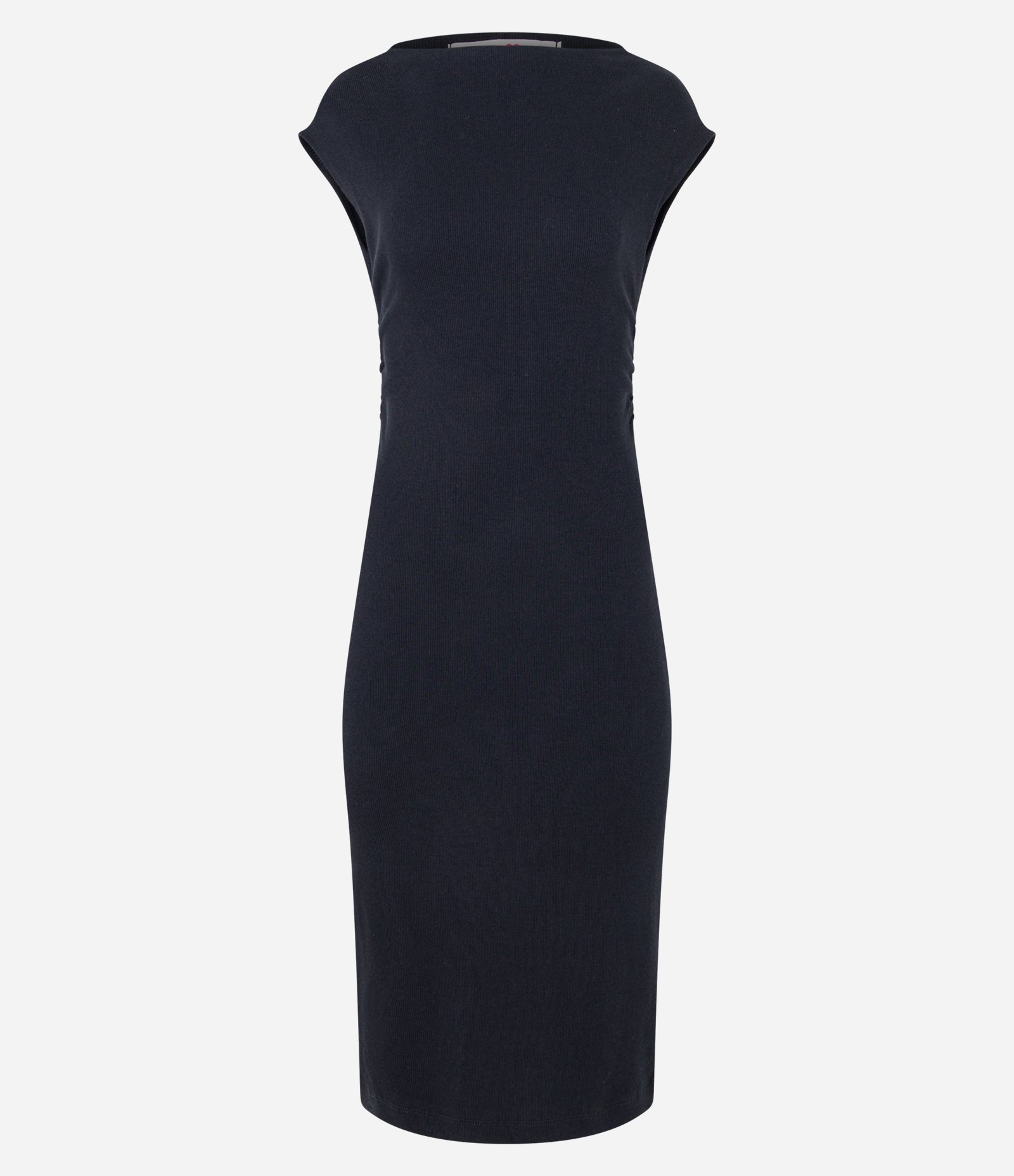 Vestido Midi em Ribana com Franzido Lateral Preto 5