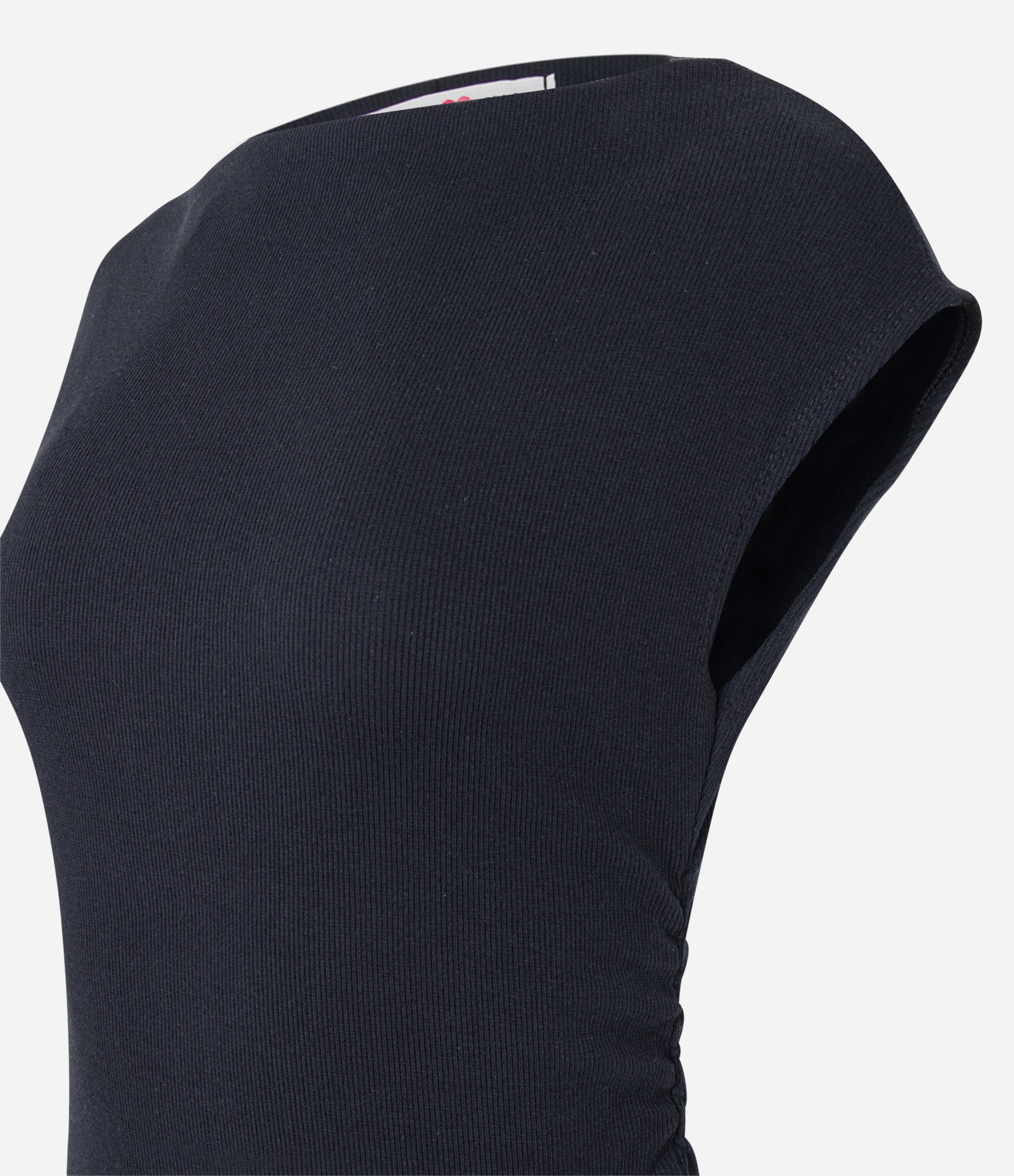 Vestido Midi em Ribana com Franzido Lateral Preto 6