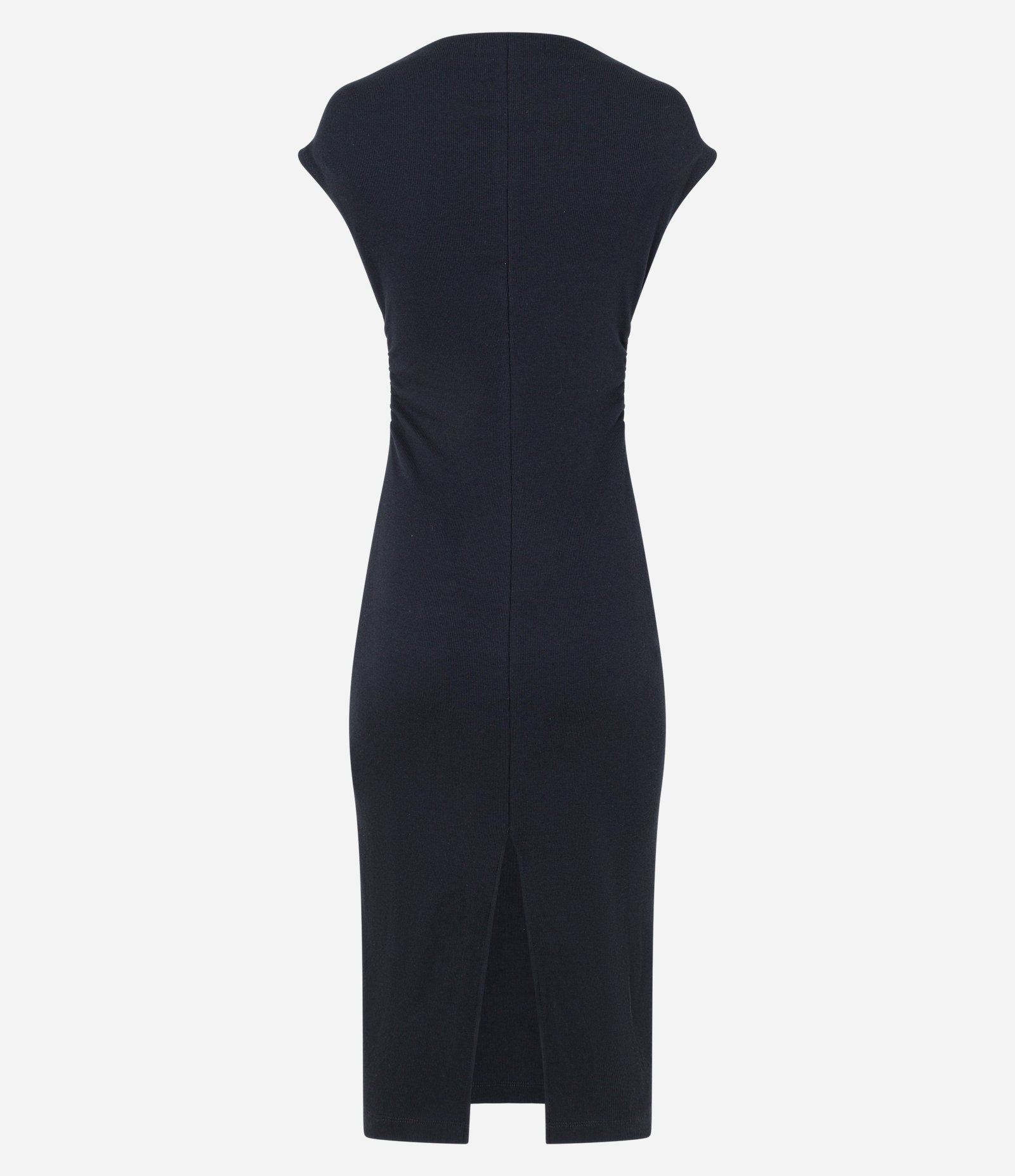 Vestido Midi em Ribana com Franzido Lateral Preto 7