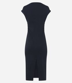 Vestido Midi em Ribana com Franzido Lateral