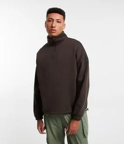 Blusão Ballon em Moletom com Forro Fleece e Zíper na Gola