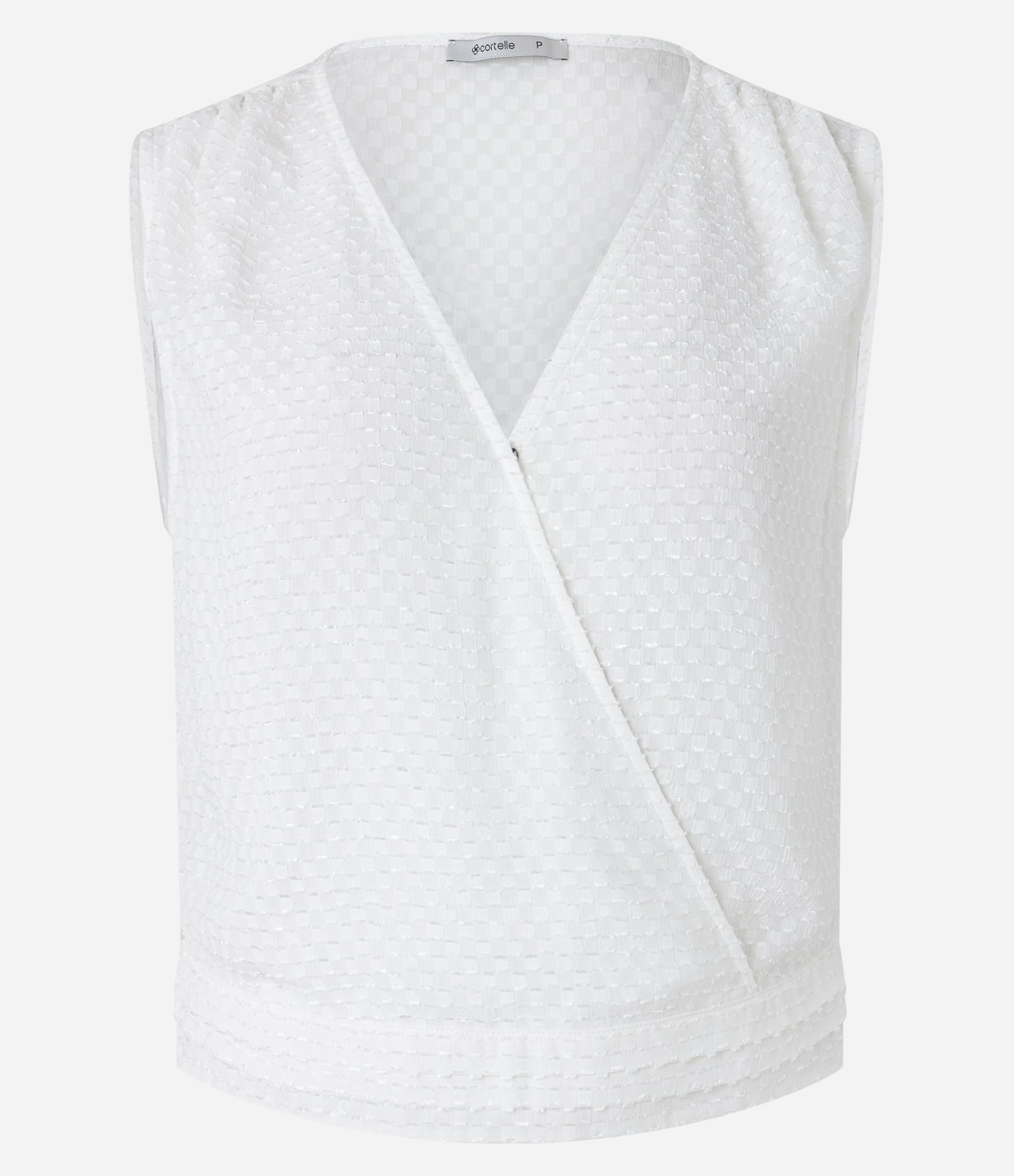 Blusa em Chiffon com Decote Transpassado e Texturas Branco Neve 6