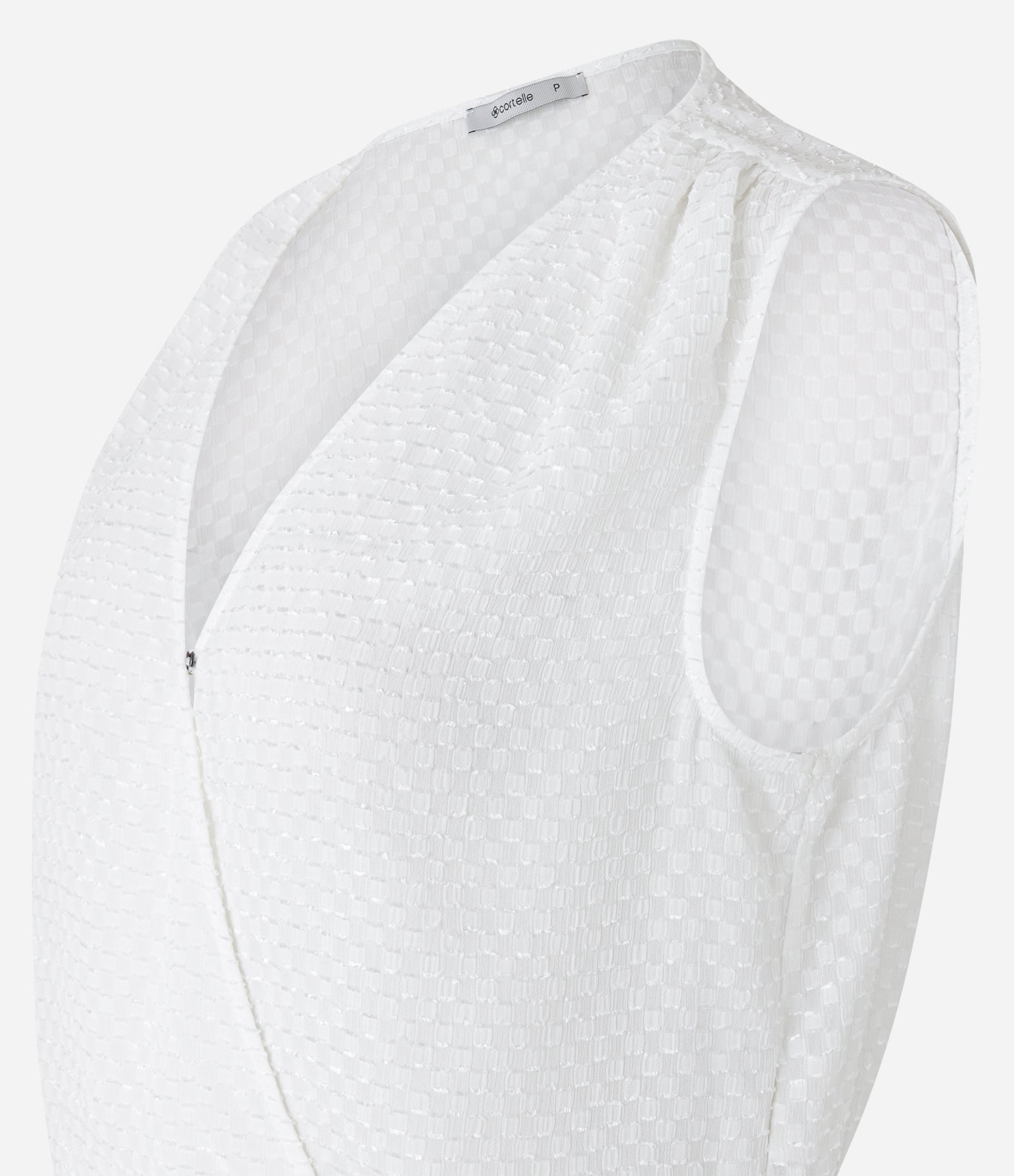 Blusa em Chiffon com Decote Transpassado e Texturas Branco Neve 7