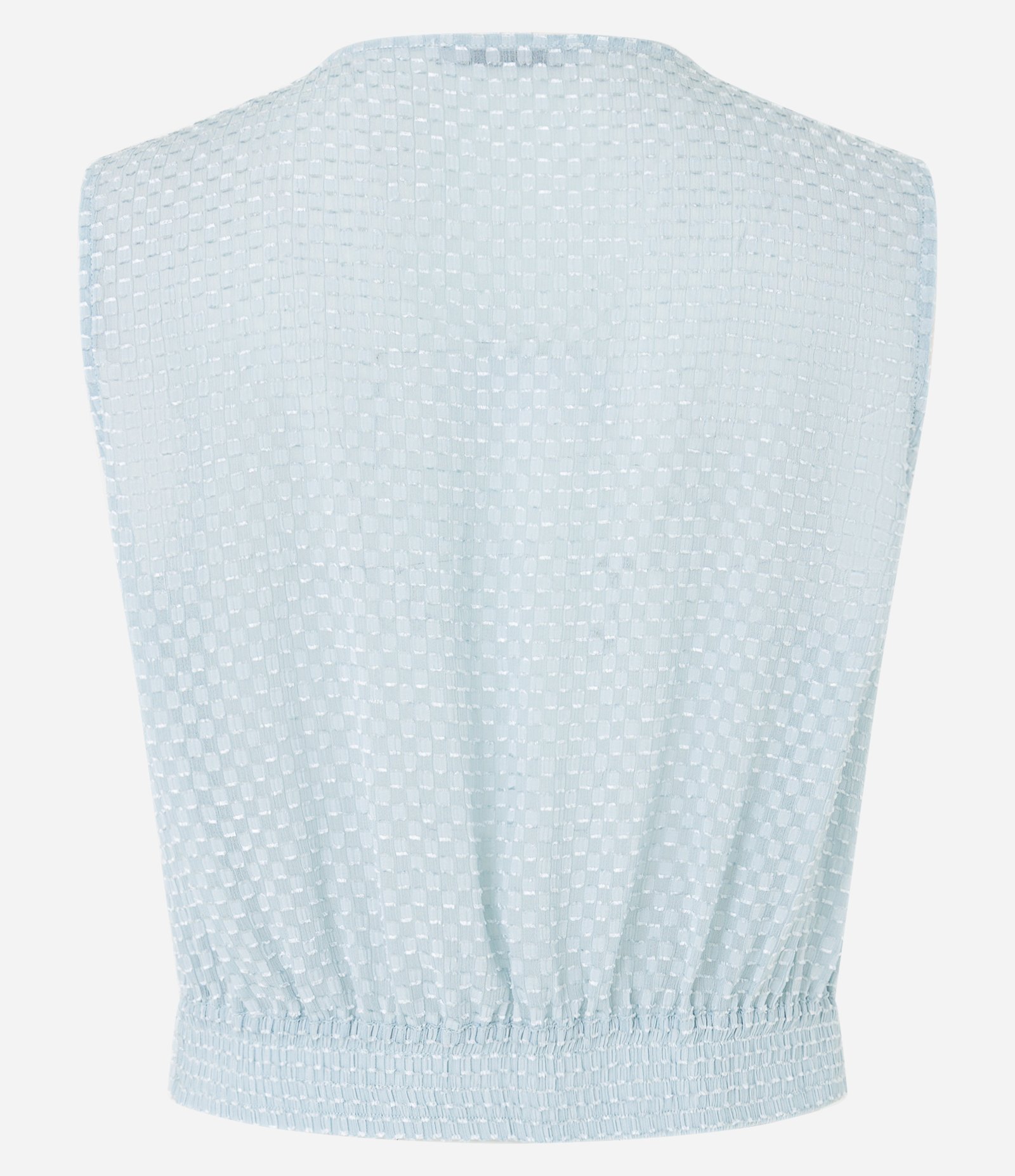 Blusa em Chiffon com Decote Transpassado e Texturas Azul Claro 8