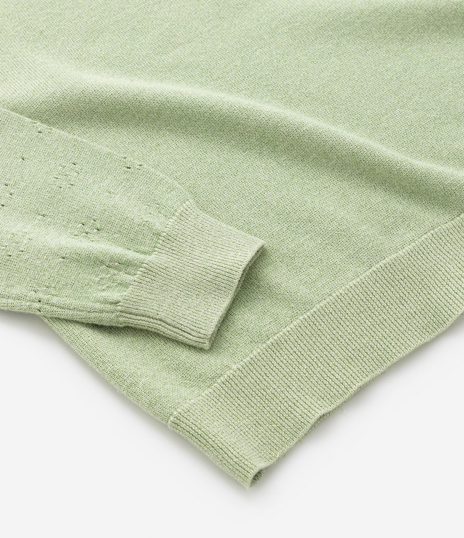 Suéter Infantil com Babados e Fio Brilhante - Tam 5 a 14 Anos Verde 4