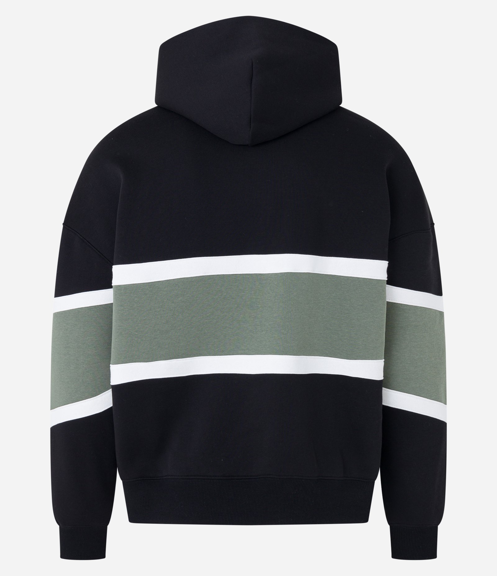 Blusão Ballom em Moletom com Listras e Bloco de Cores Preto/Branco/Verde 6