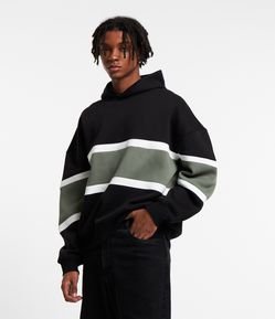 Blusão Ballom em Moletom com Listras e Bloco de Cores