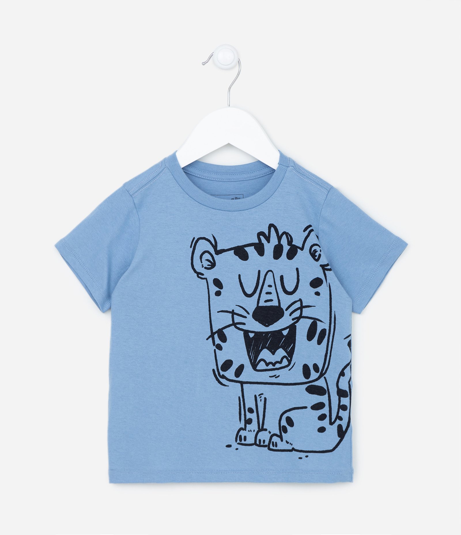 Camiseta Infantil Manga Curta com Estampa de Tigre - Tam 1 a 5 anos Azul 1