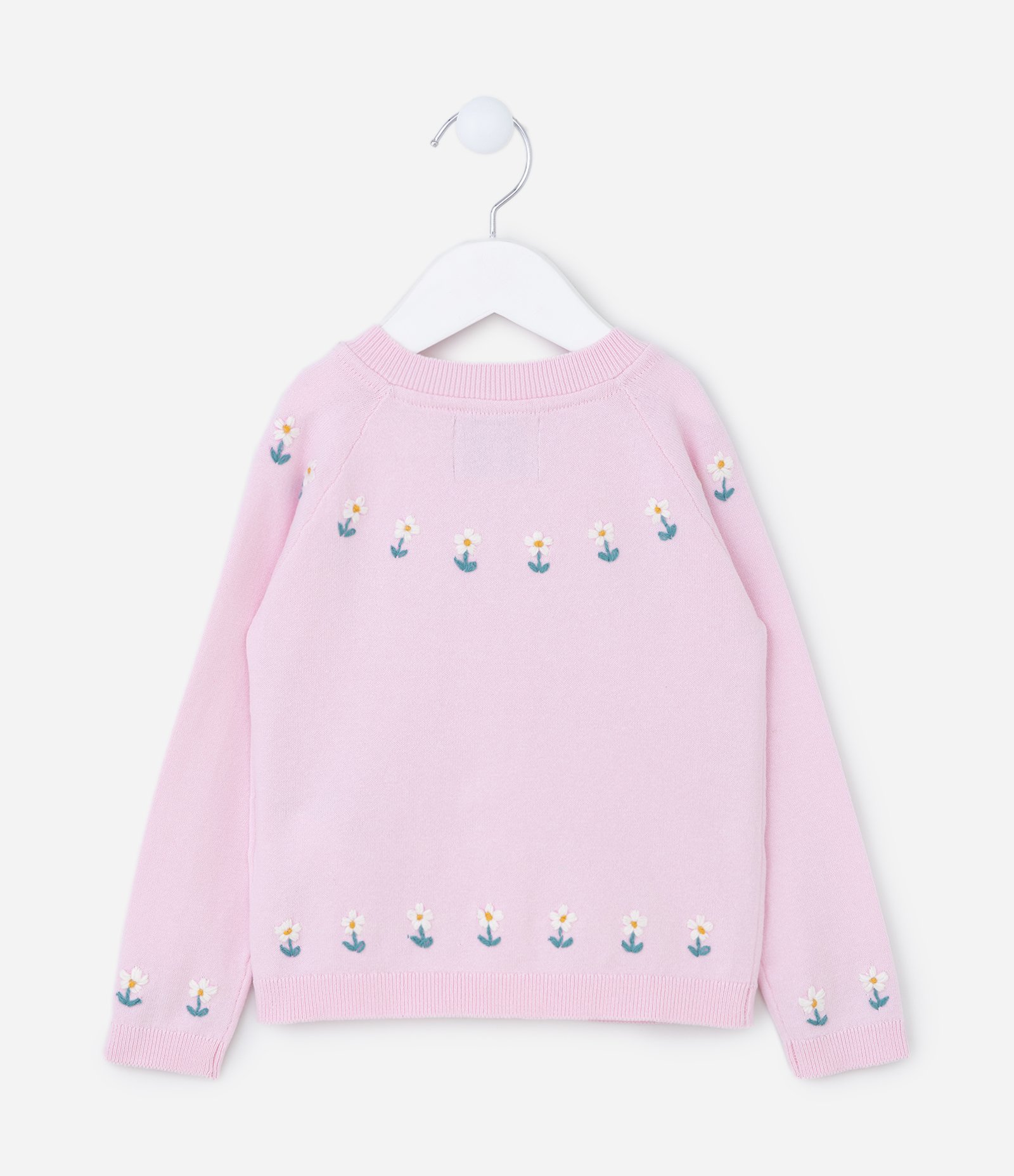 Cardigan Infantil com Florezinhas Bordadas - Tam 01 a 05 Anos Rosa 2