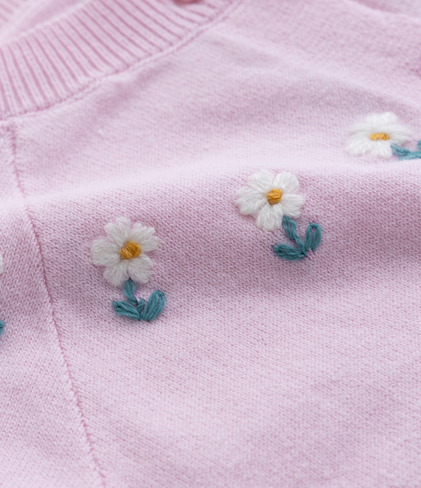 Cardigan Infantil com Florezinhas Bordadas - Tam 01 a 05 Anos Rosa 4