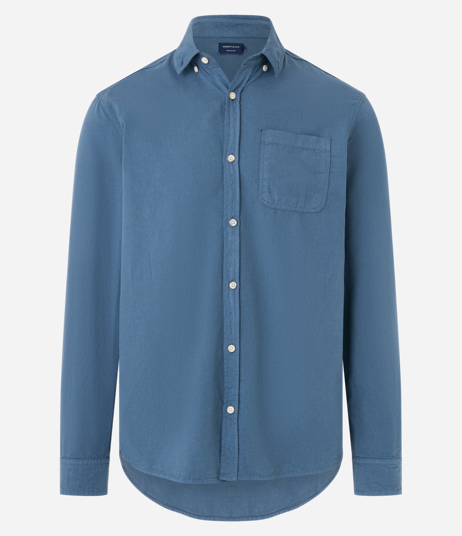 Camisa Regular em Oxford com Bolso Frontal Azul 6