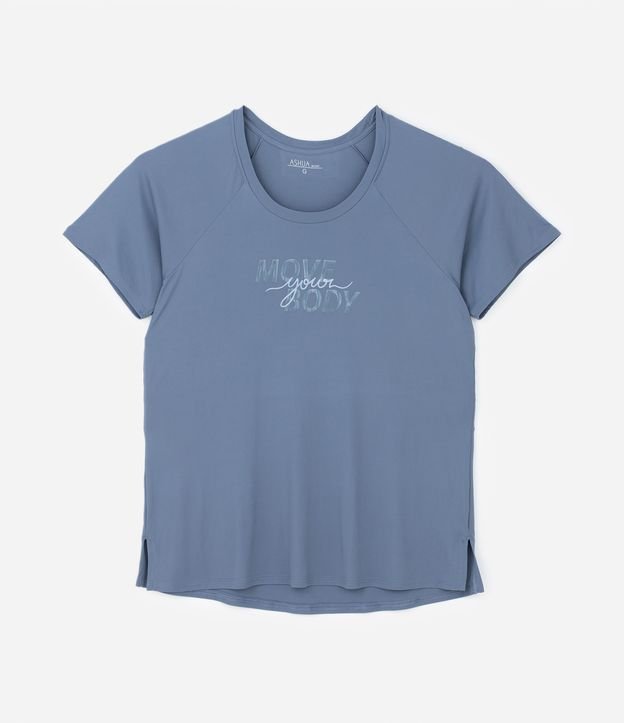 Camiseta Esportiva em Poliamida com Estampa Move Your Body Curve & Plus Size Cinza Azulado 5