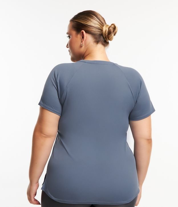 Camiseta Esportiva em Poliamida com Estampa Move Your Body Curve & Plus Size Cinza Azulado 3