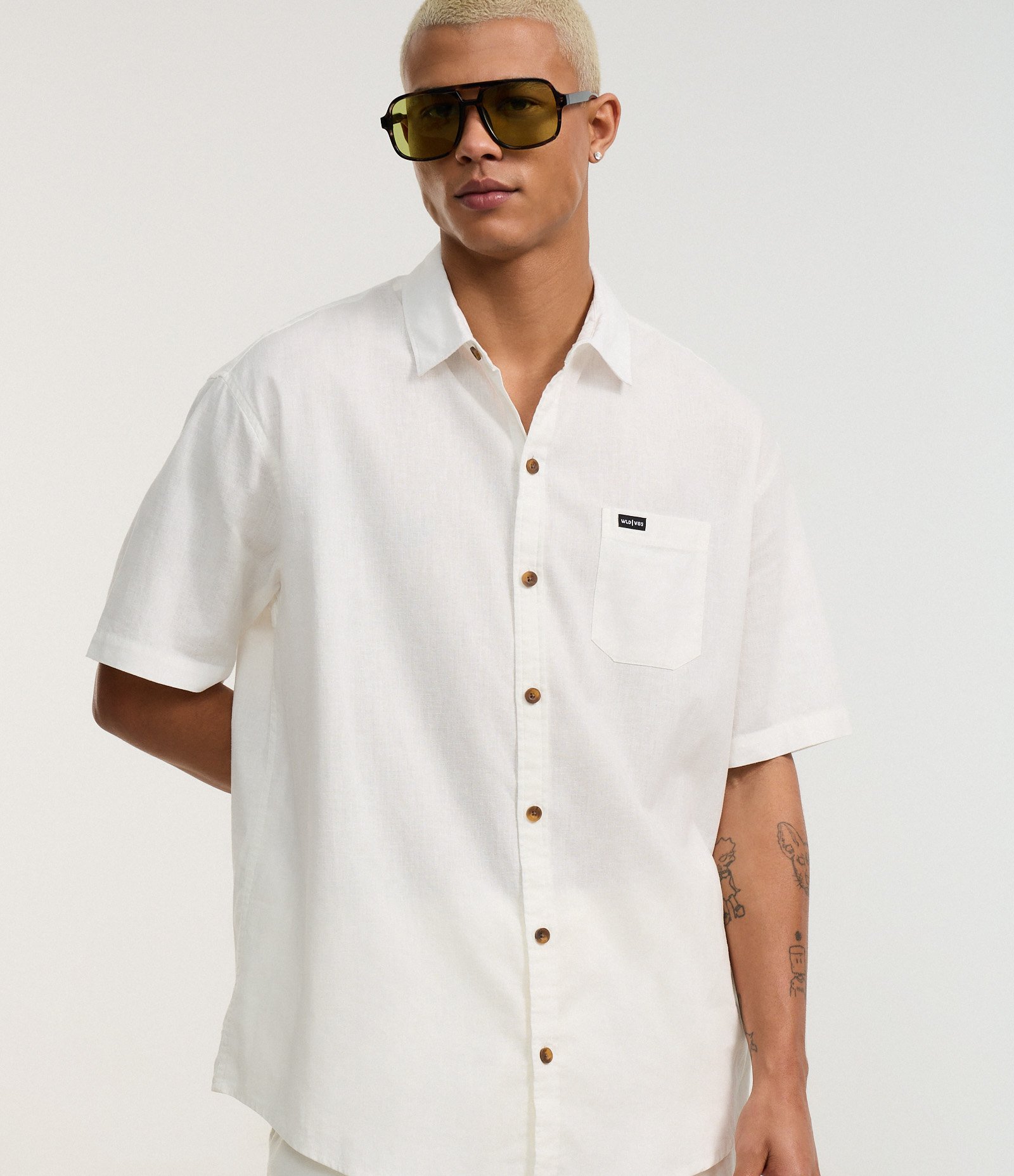 Camisa Relaxed em Cânhamo com Bolso Branco 5