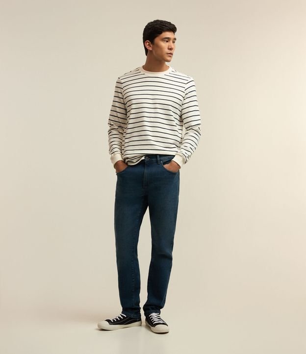 Calça Slim Cropped Jeans com Bolsos