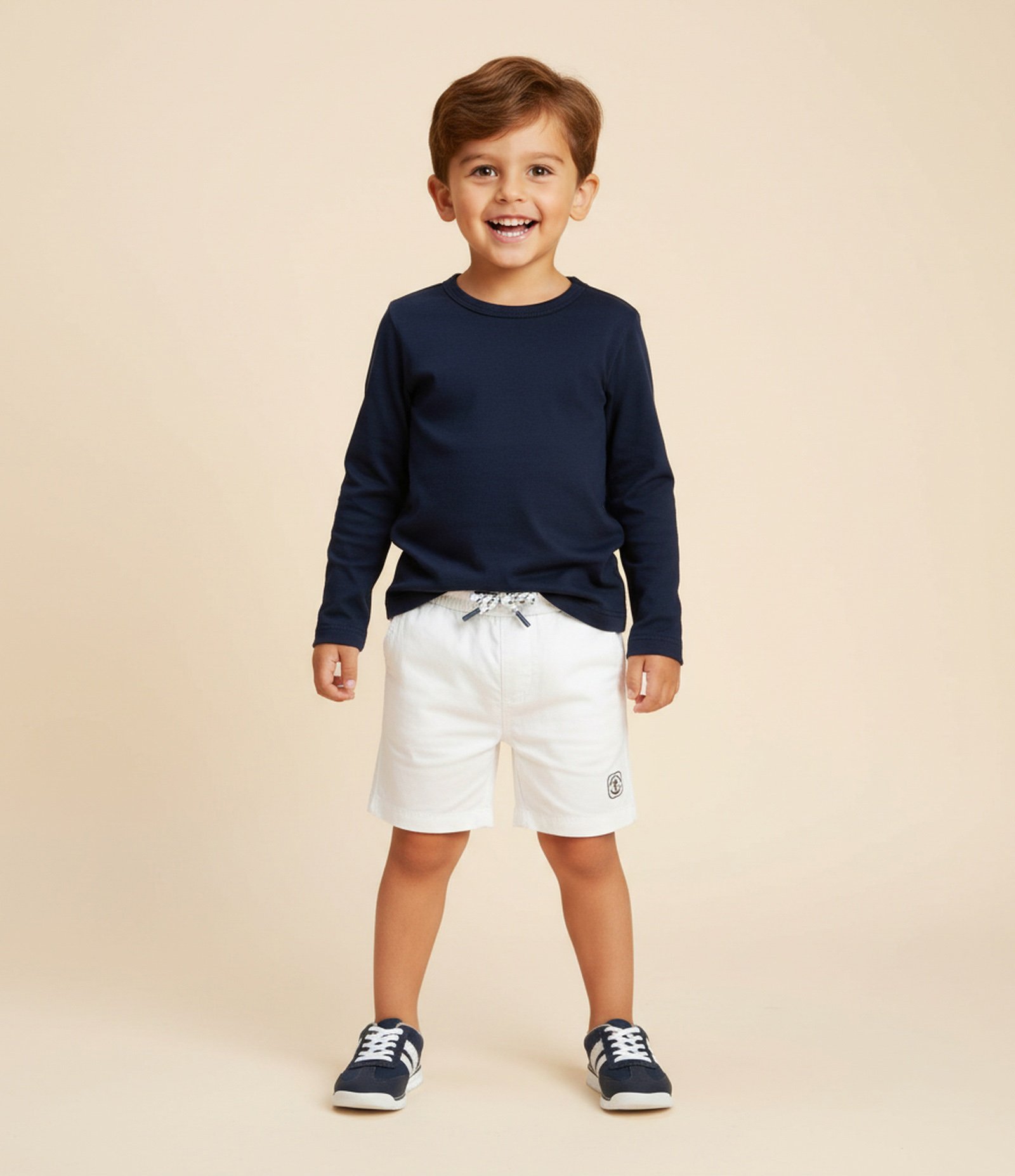 Bermuda de Banho Infantil com Etiqueta Emborrachada - Tam 1 a 5 anos Branco 1