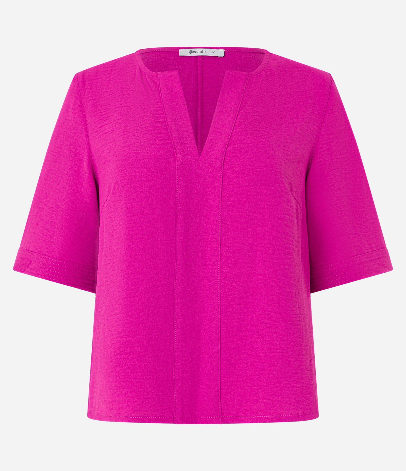 Blusa com Efeito Airflow com Decote em V Pespontado Rosa 5