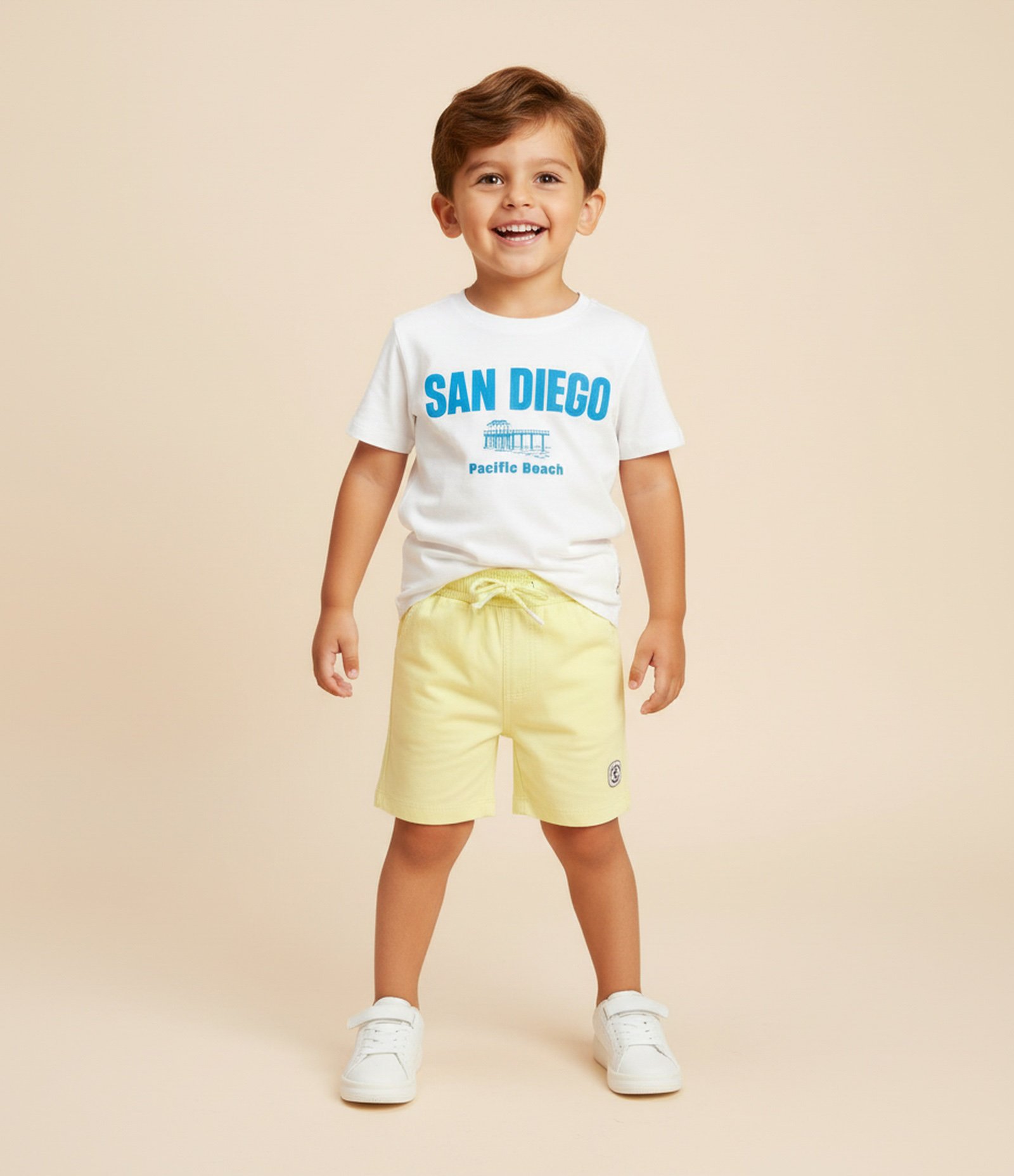 Bermuda de Banho Infantil com Etiqueta Emborrachada - Tam 1 a 5 anos Amarelo Lima 1