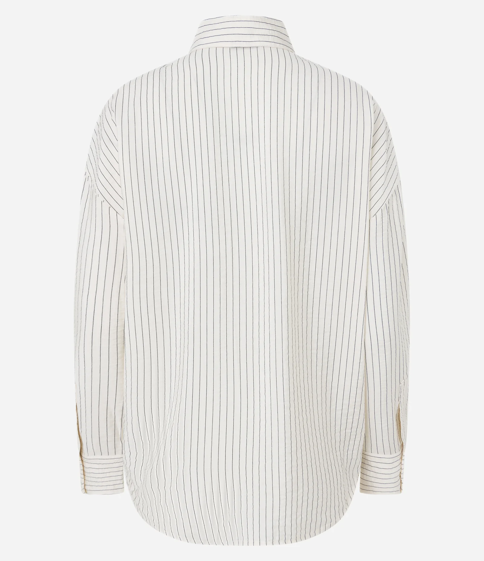Camisa Oversized Acetinada com Estampa Risca de Giz 2