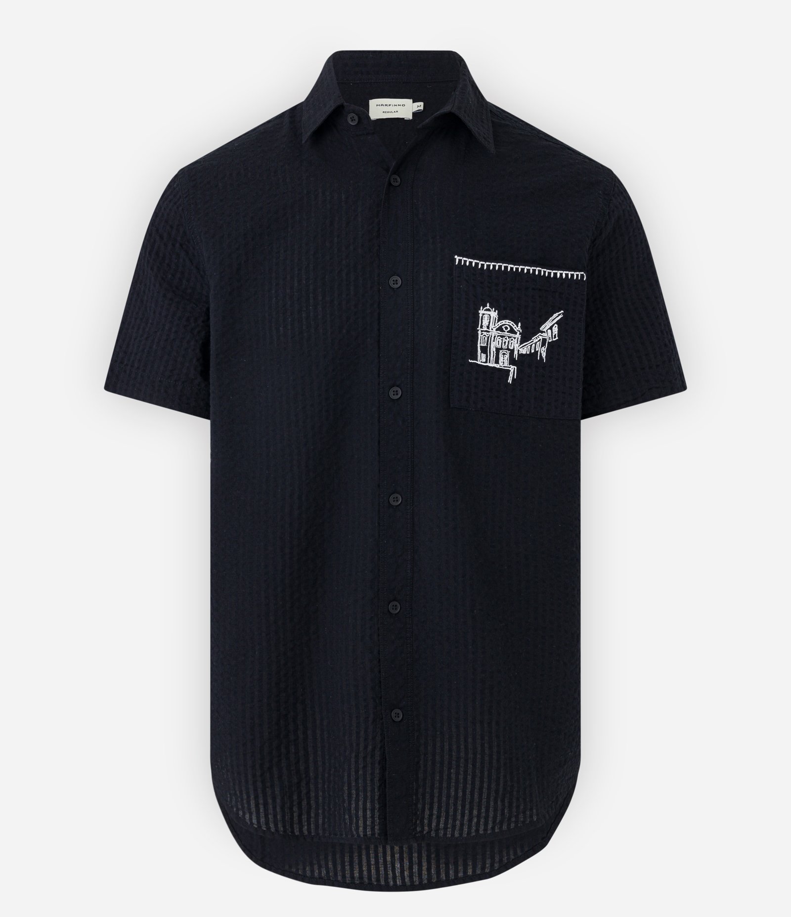 Camisa em Ana Ruga com Textura e Bordado Preto 6