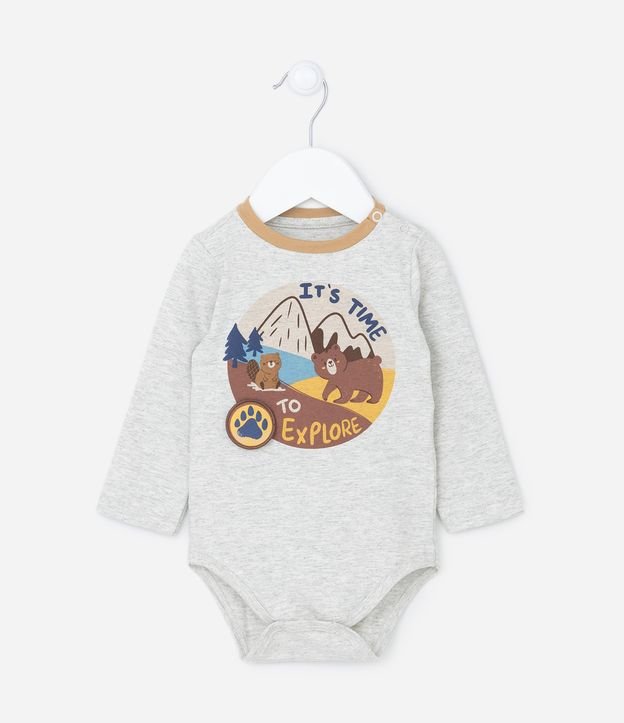 Body Infantil em Algodão com Estampa Urso nas Montanhas -Tam 0 a 18 meses