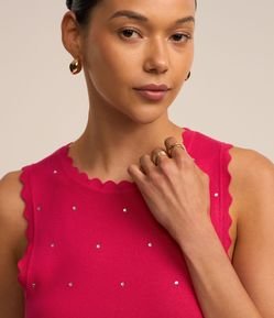 Blusa sem Manga em Viscose com Detalhe Ondulados na Borda