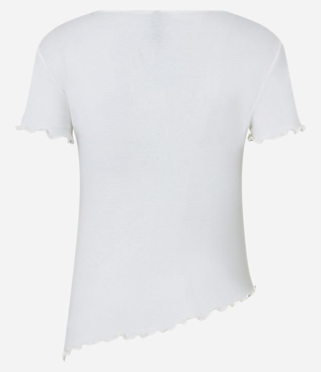 Blusa Cropped em Ribana com Estampa Manhattan e Barra Assimétrica Branco 7