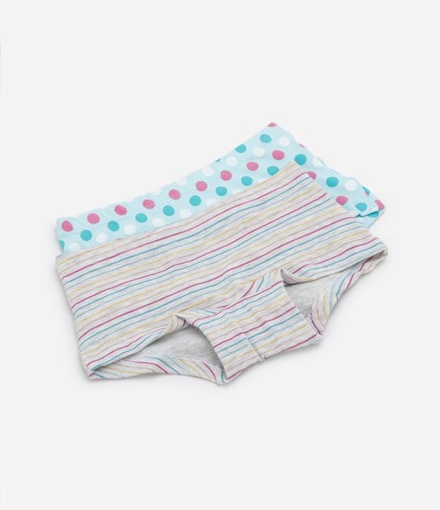 Kit 02 Calcinhas Boxer Infantil em Estampa Listrada - Tam 4 ao 12 anos