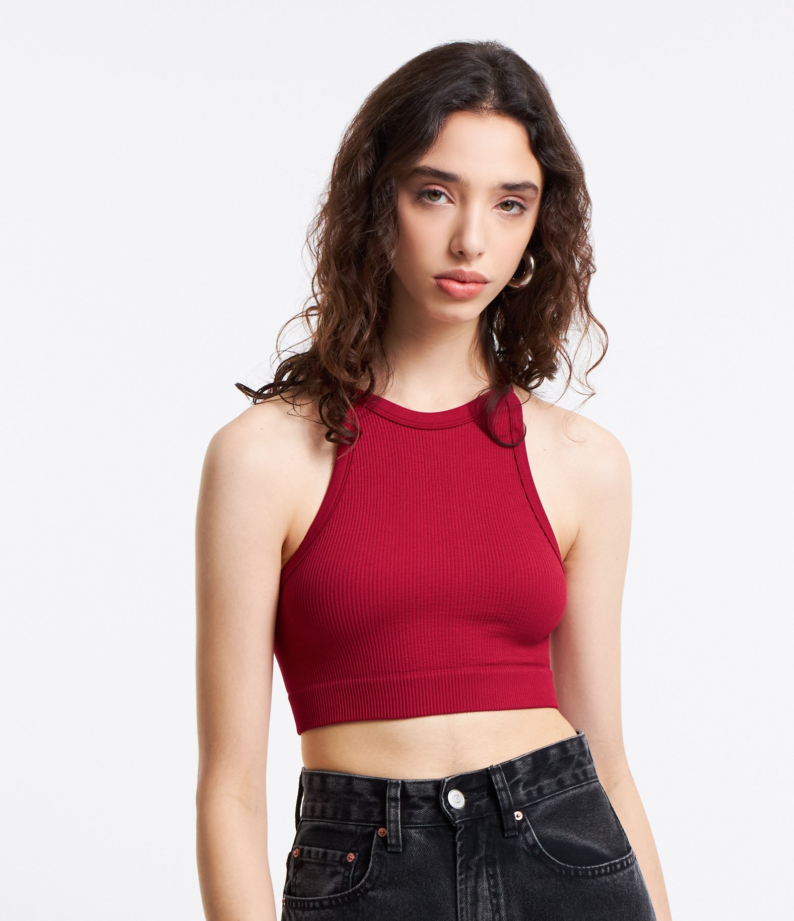 Blusa Cropped Sem Manga e Sem Costura com Decote Halter 1