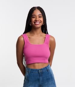Blusa Regata Cropped Básica em Poliamida Canelada sem Costura