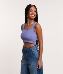Blusa Regata Cropped Básica em Poliamida Canelada sem Costura