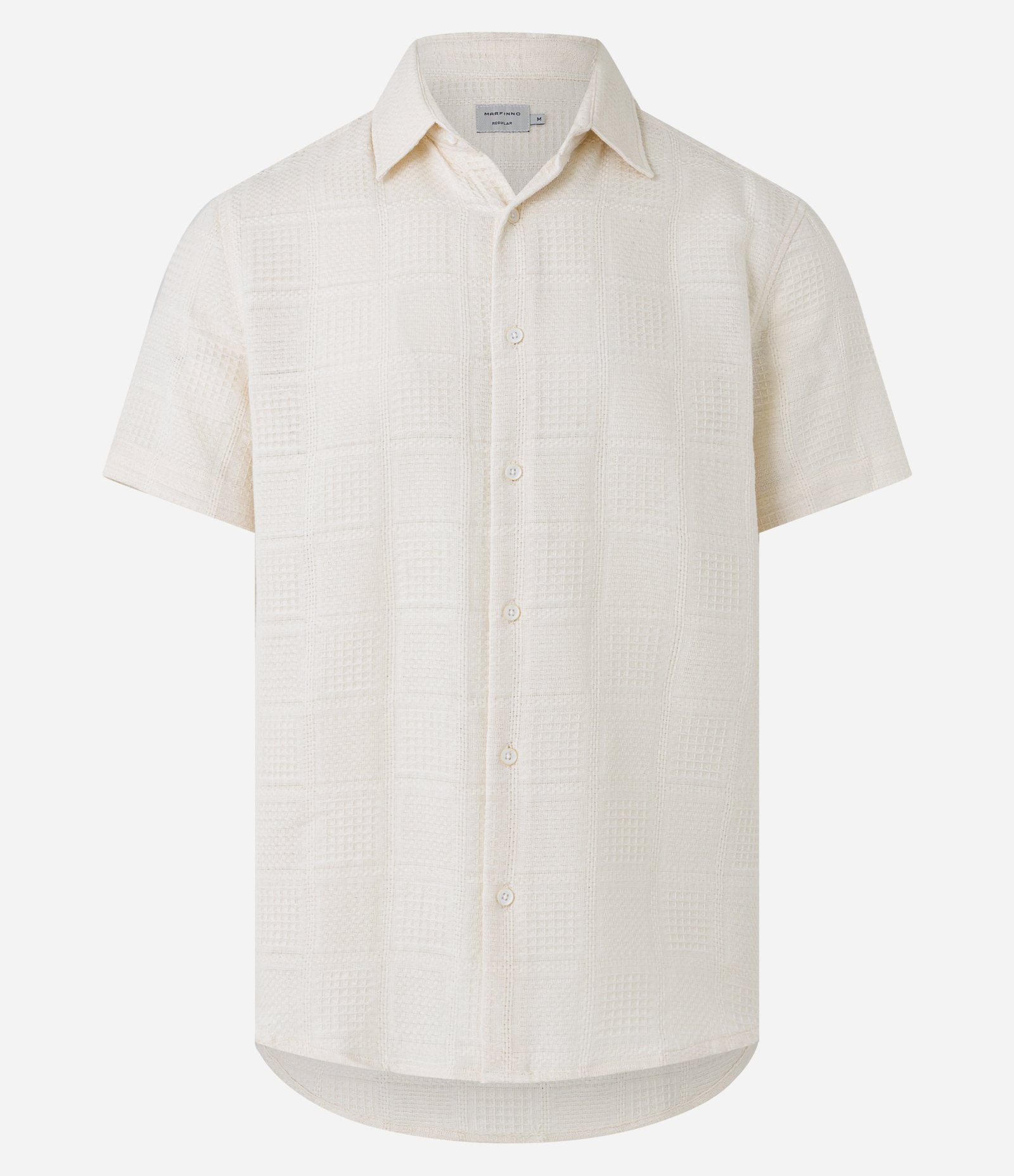 Camisa em Algodão com Textura em Patchwork Bege 5