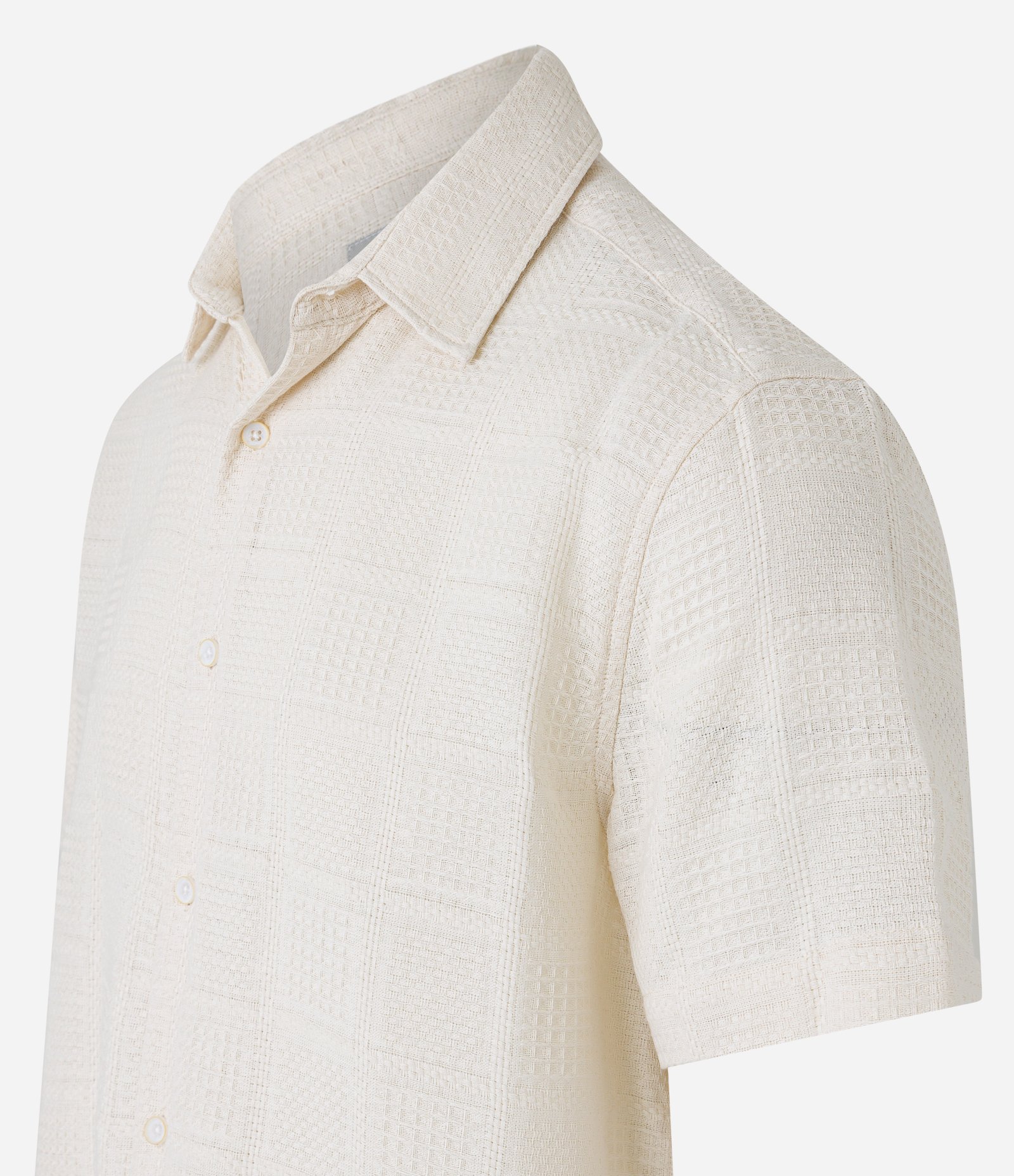 Camisa em Algodão com Textura em Patchwork Bege 6