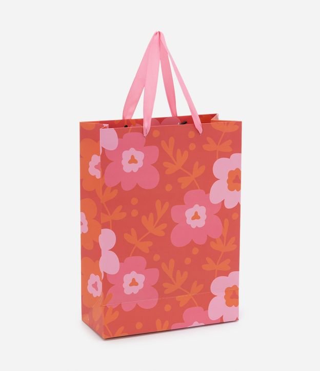 Sacola de Presente Pequena com Flores Estampadas