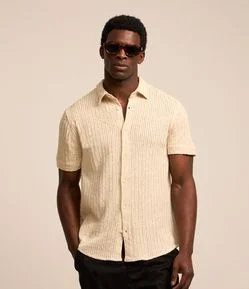 Camisa Comfort Algodão com Textura Trançada