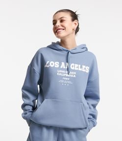 Blusão Overtop em Moletom com Forro Fleece e Estampa Los Angeles