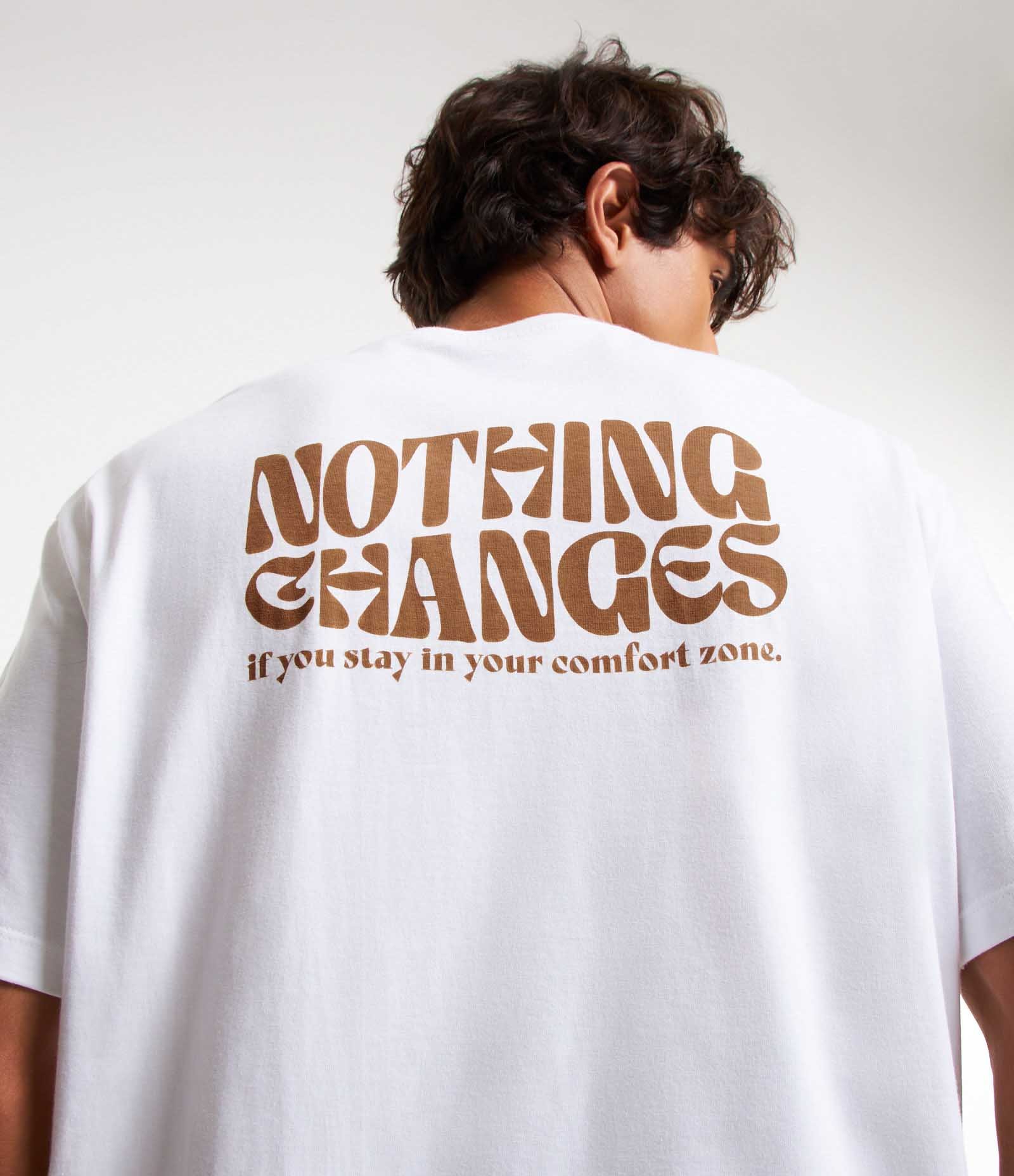 Camiseta Relaxed em Algodão Estampa Nothing Changes Branco 1