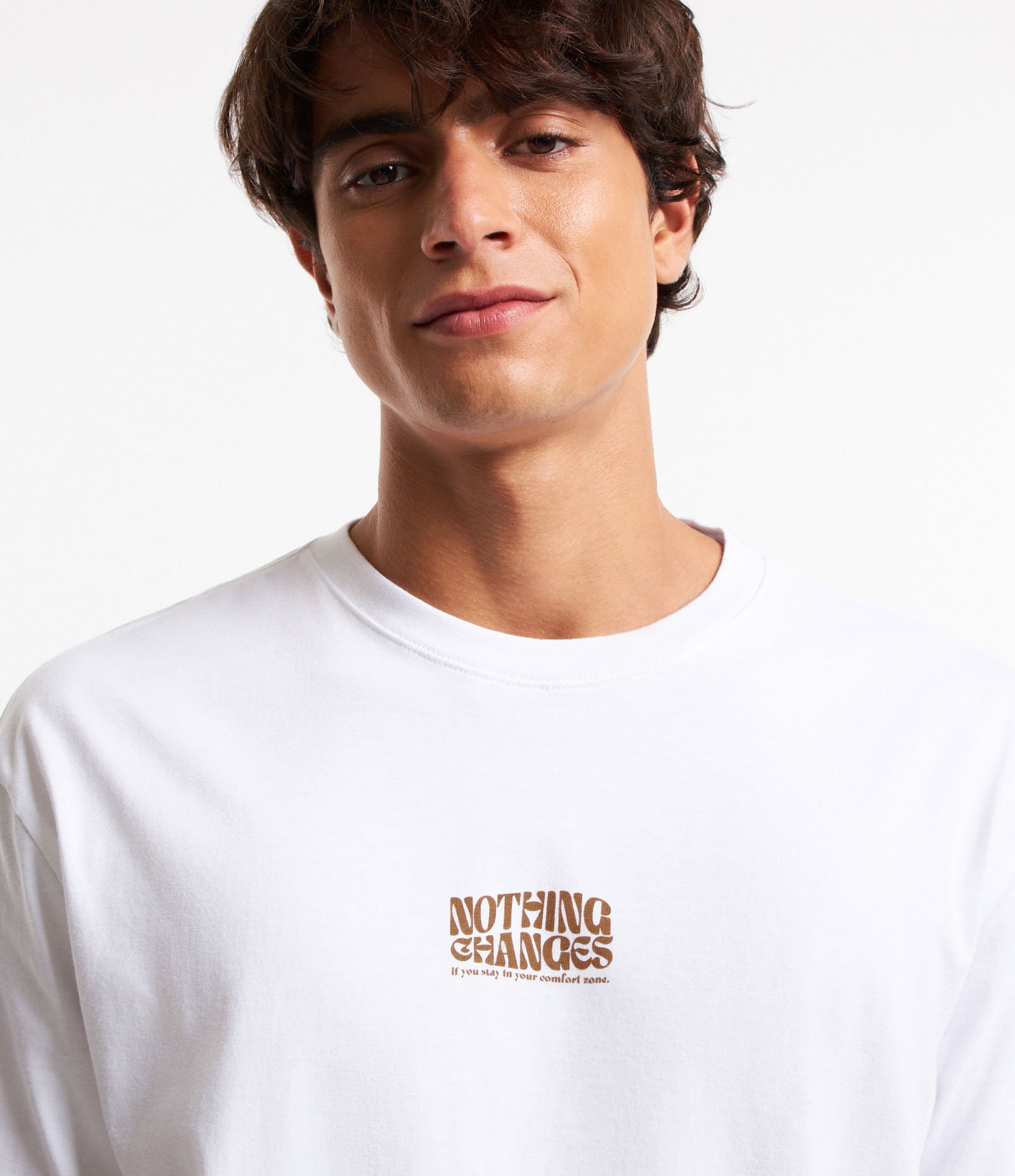 Camiseta Relaxed em Algodão Estampa Nothing Changes Branco 3