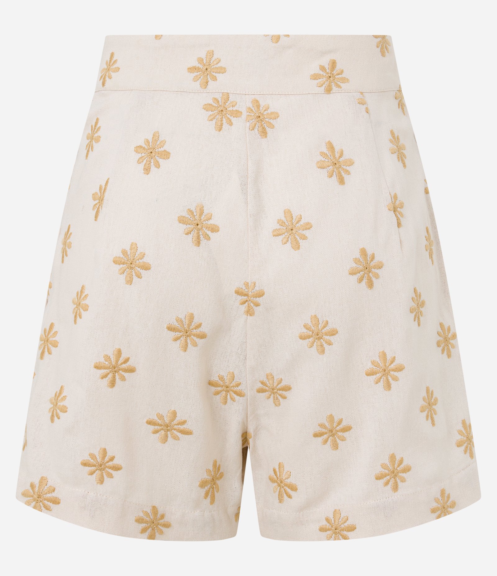 Short Curto em Viscose com Linho e Bordado de Florzinhas Bege 7