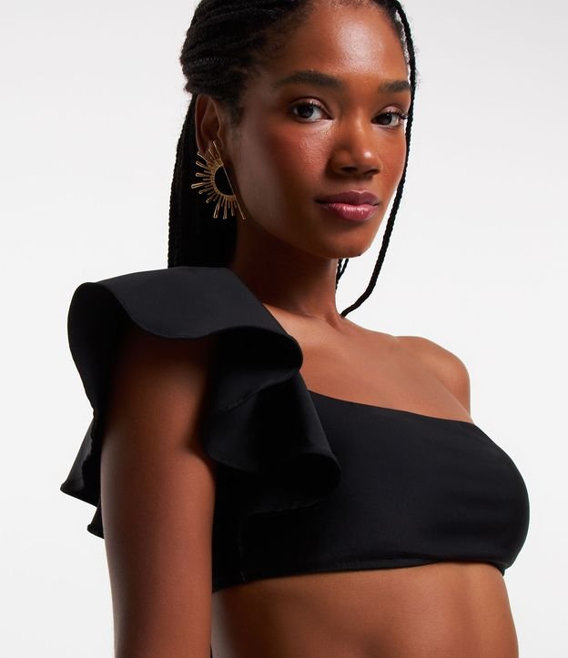 Biquíni Top Bandeau Ombro Só com Babado Assimétrico