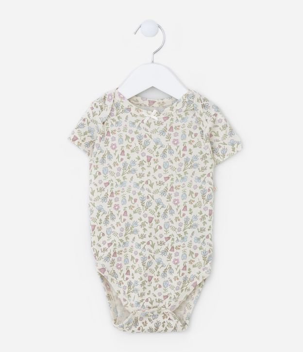 Body Infantil em Algodão com Estampa Floralzinha - Tam  0 a 18 meses