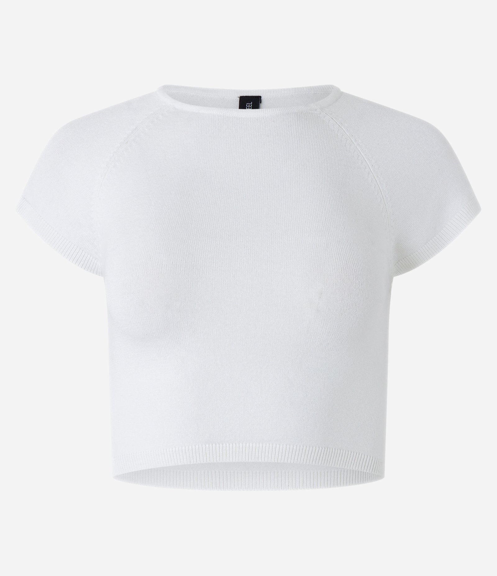 Blusa Cropped em Viscose Canelada com Cava Raglan Branco 5