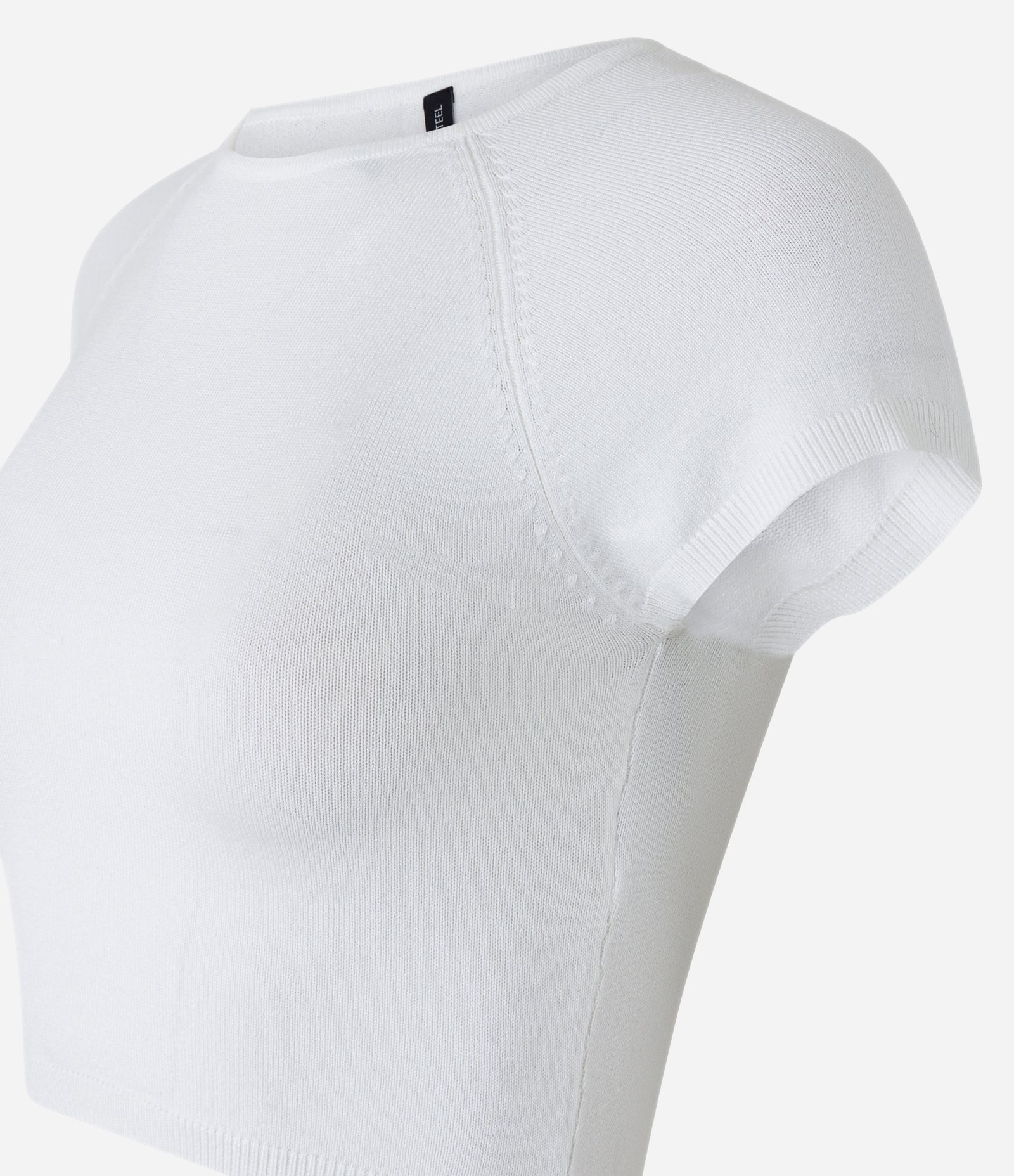 Blusa Cropped em Viscose Canelada com Cava Raglan Branco 6