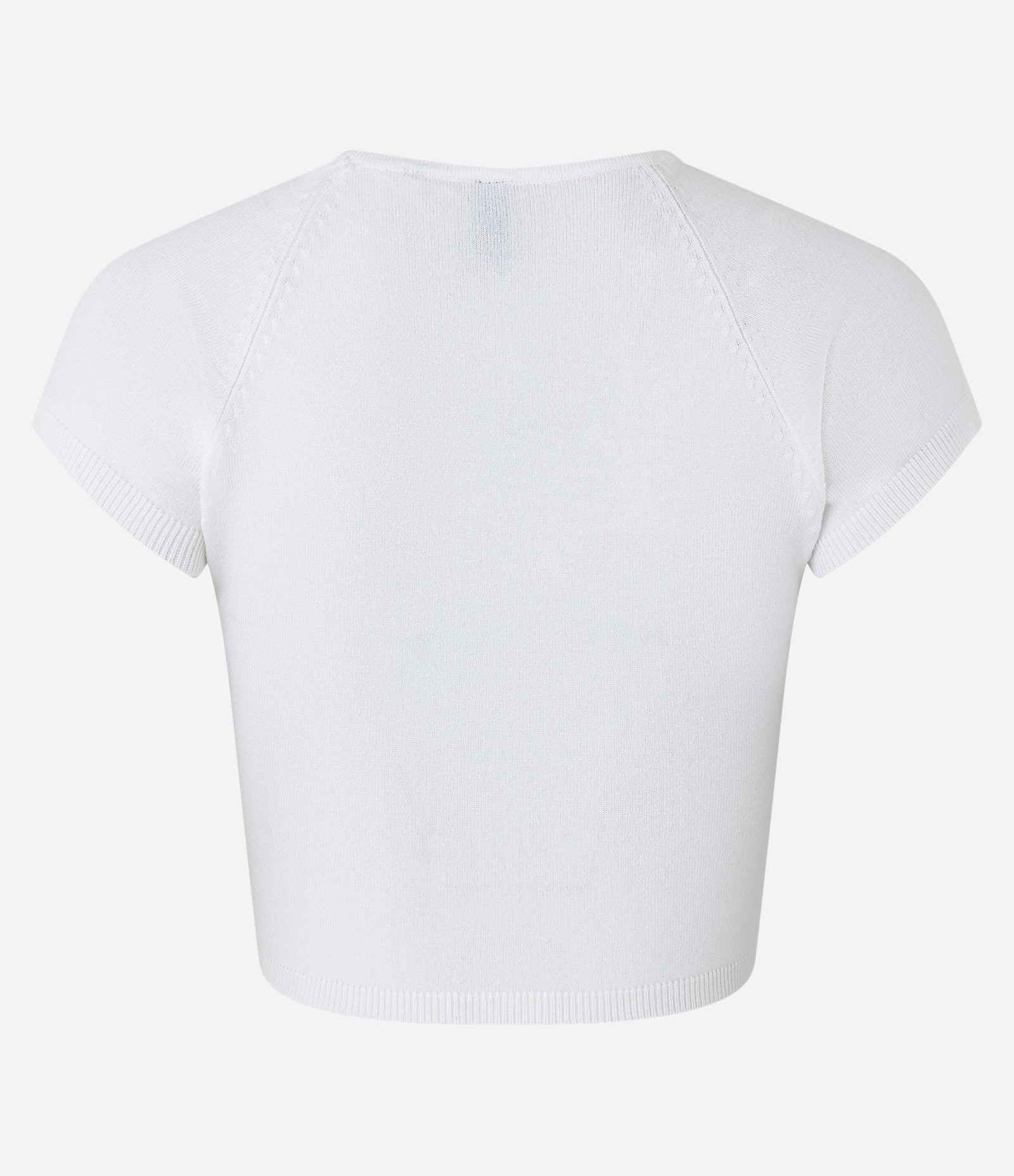 Blusa Cropped em Viscose Canelada com Cava Raglan Branco 7
