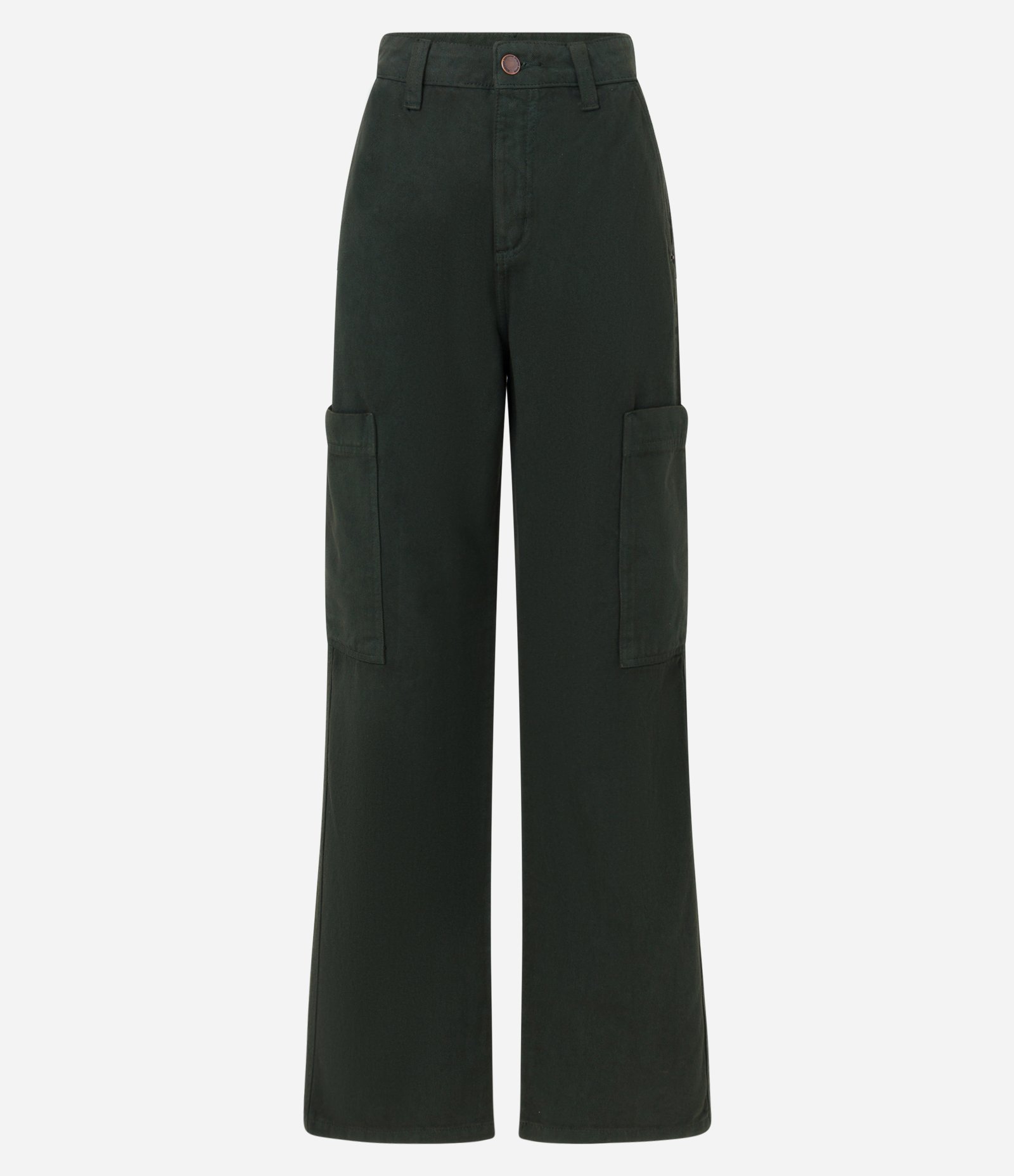 Calça Wide Leg em Sarja com Bolso Cargo sem Lapela 5