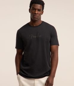 Camiseta em Algodão com Lettering Fender Estampado