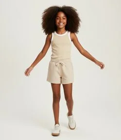 Regata Cropped  Infantil com Viés Contrastante - Tam 5 a 14 anos