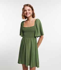 Vestido Curto Texturizado com Lastex no Busto