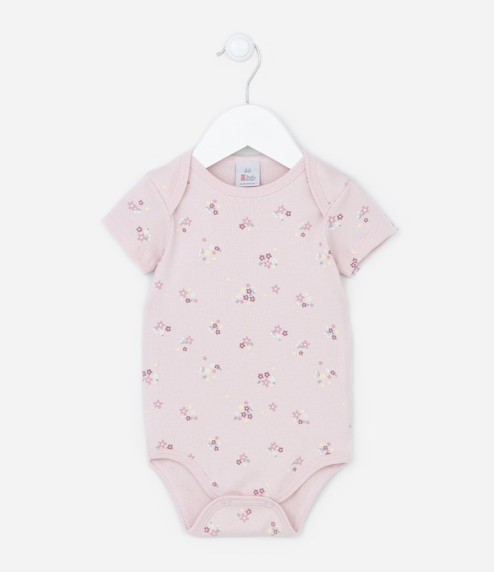 Body Curto Infantil com Estampa Floral - Tam 0 a 18 meses Rosa 1